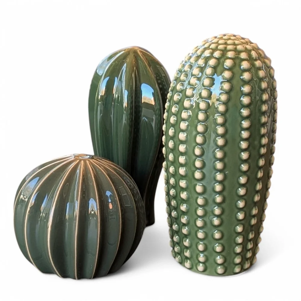 IKEA Green Ceramic Decorative Cactus Trio - Picture 3 of 10